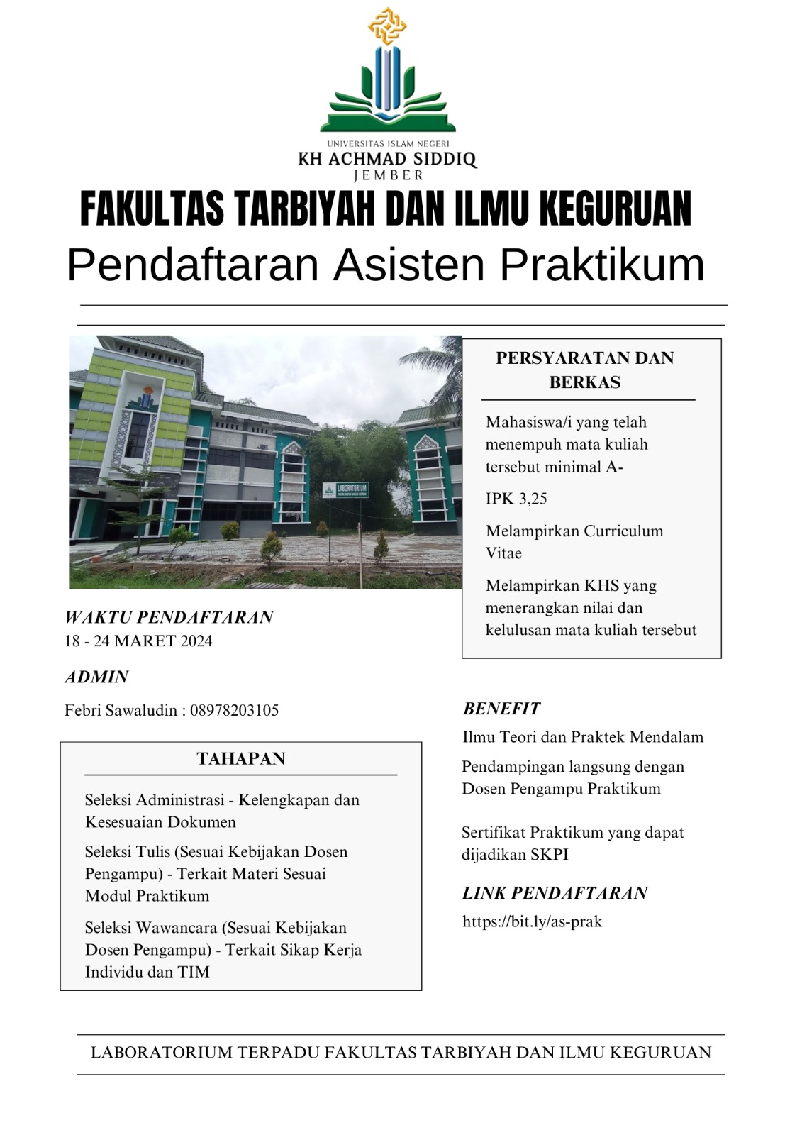 Pendaftaran Asistensi Praktikum Sem. Genap 2023/2024
