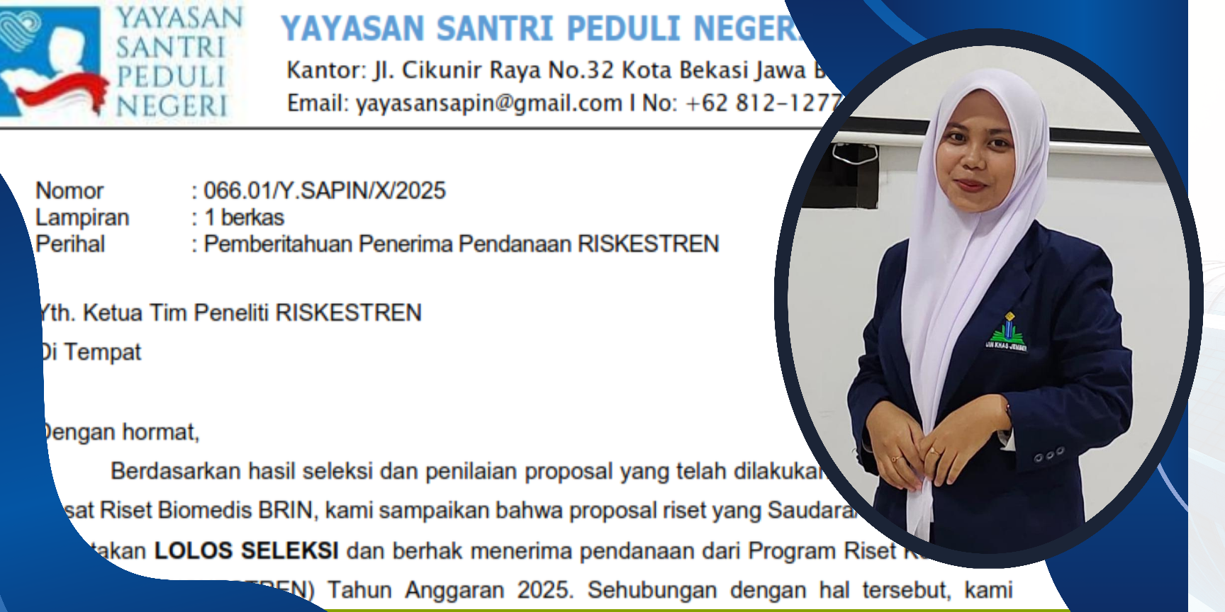Mahasiswa Tadris Biologi UIN KHAS Jember Raih Pendanaan Riset Kesehatan Pesantren dari Yayasan Santri Peduli Negeri